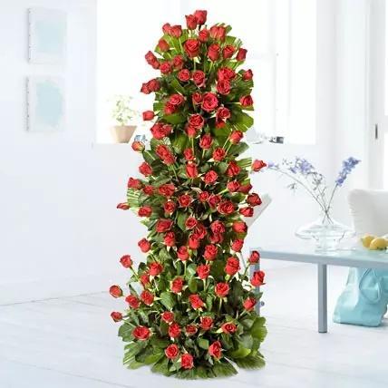 100 Red Roses Tall Arrangement
