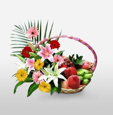 Ravishing Flower N Fruit Basket
