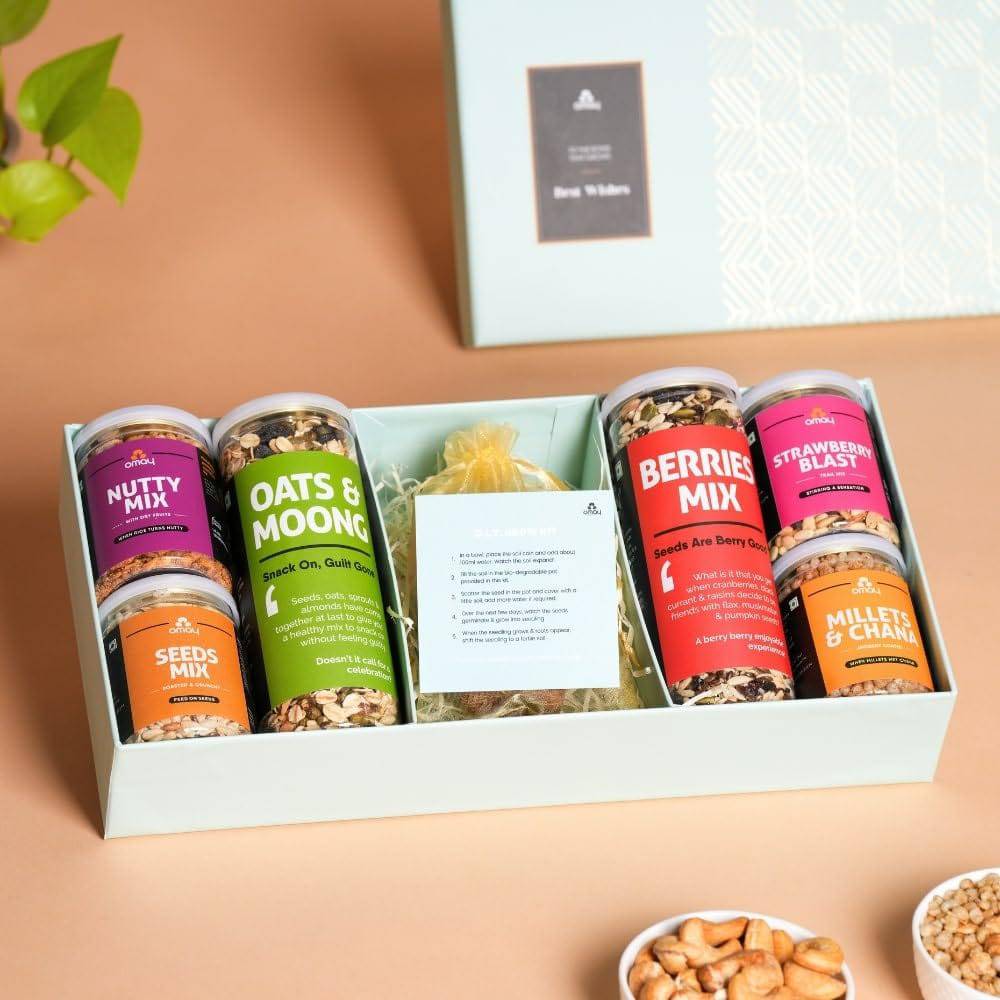 Foods Wholesome Treats Gift Box I Corporate Gift I Dry-Fruits, Healthy Snacks, Premium Gift Hamper I Gourmet Gift I Birthday Anniversary Gift I Premium Gift Box I Diwali Gift Hamper I Diwali Gift Box I Diwali Gift For Employees