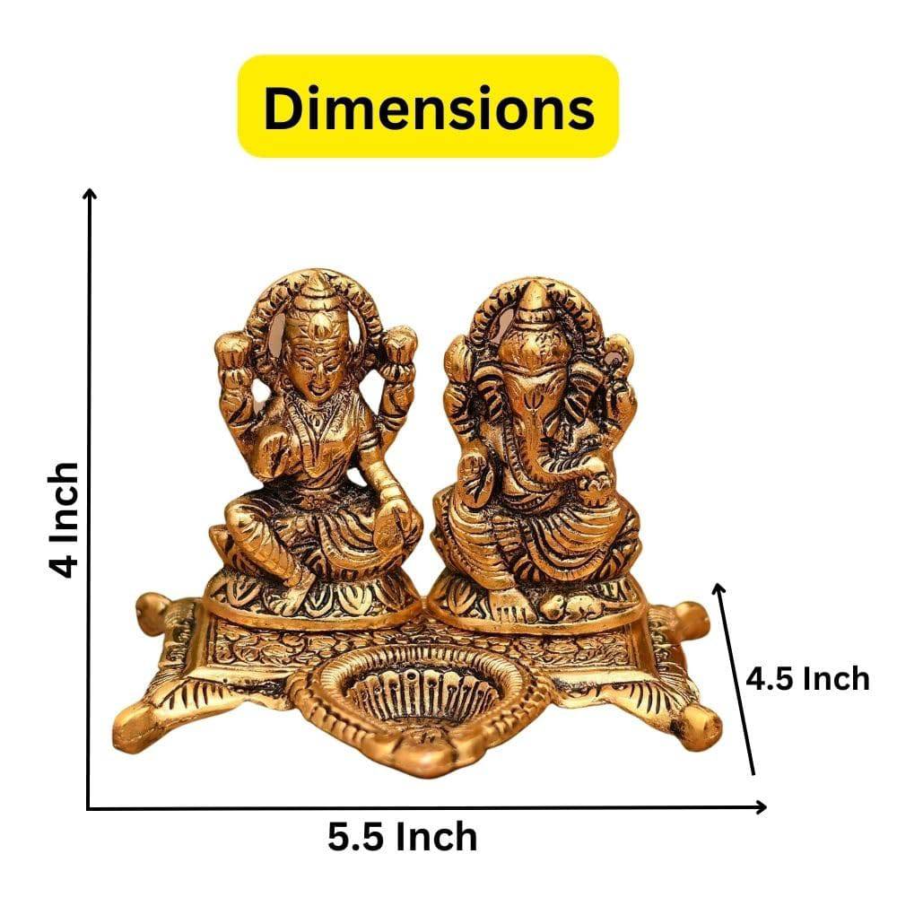 Lakshmi Laxmi Ganesh murti Idol Ganesha Diya puja Deepak - Metal Lakshmi Ganesh Statue - Diwali Home Decoration Items - Lakshmi Ganesh for Diwali Showpiece Oil Lamp