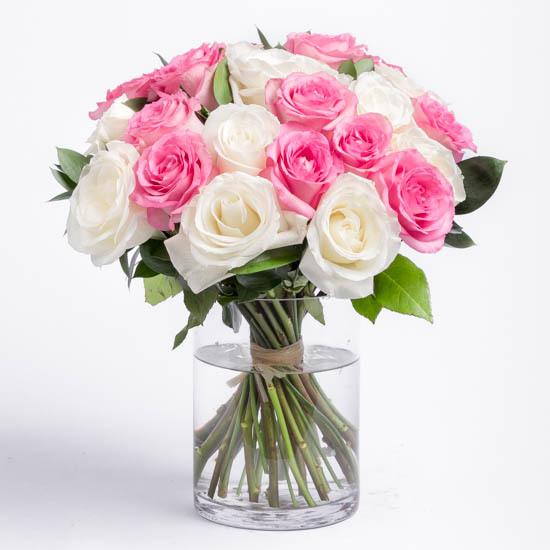 Pink And White Glory - Bouquet Of Pink And White Roses