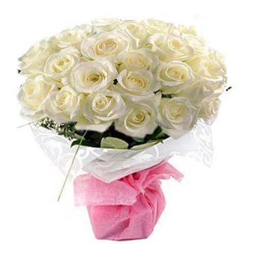 Pure White Rose Bouquet - All White Flower Bouquet