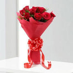 Bright Red Love - 10 Red Roses Bouquet