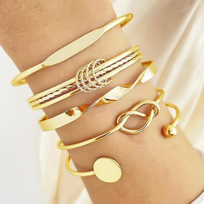 5 Latest Stylish Multilayer Gold Plated Bangle Bracelet for Women and Girls