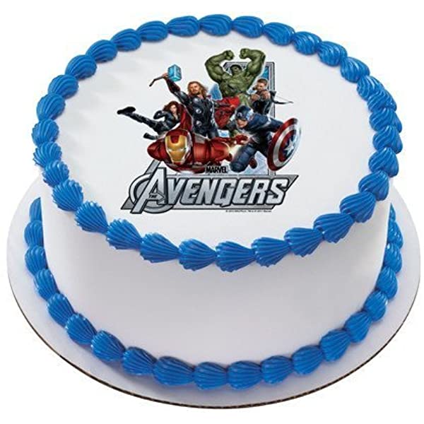 White Blue Avenger Theme Cake