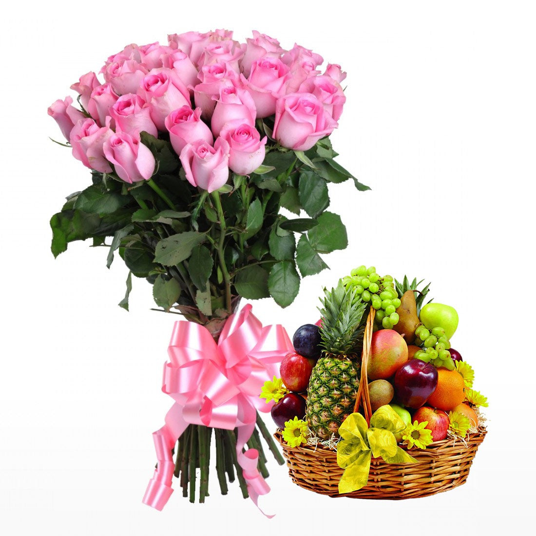Teachers Day Special Fruit Basket N Flower Combo