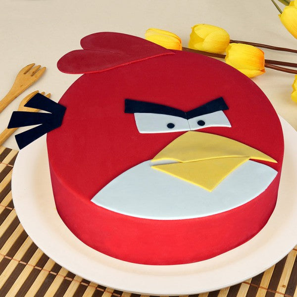 Round Shape Angry Bird Theme Cake