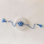 Handmade Crochet Evil Eye Kids Rakhi With Roli Chawal