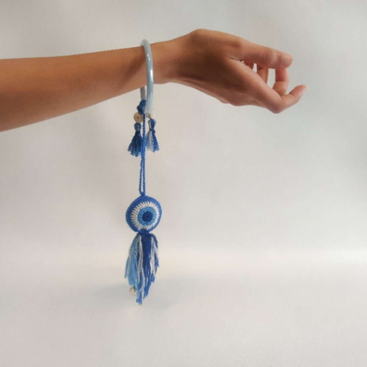 Handmade Crochet Evil Eye Kids Rakhi With Roli Chawal
