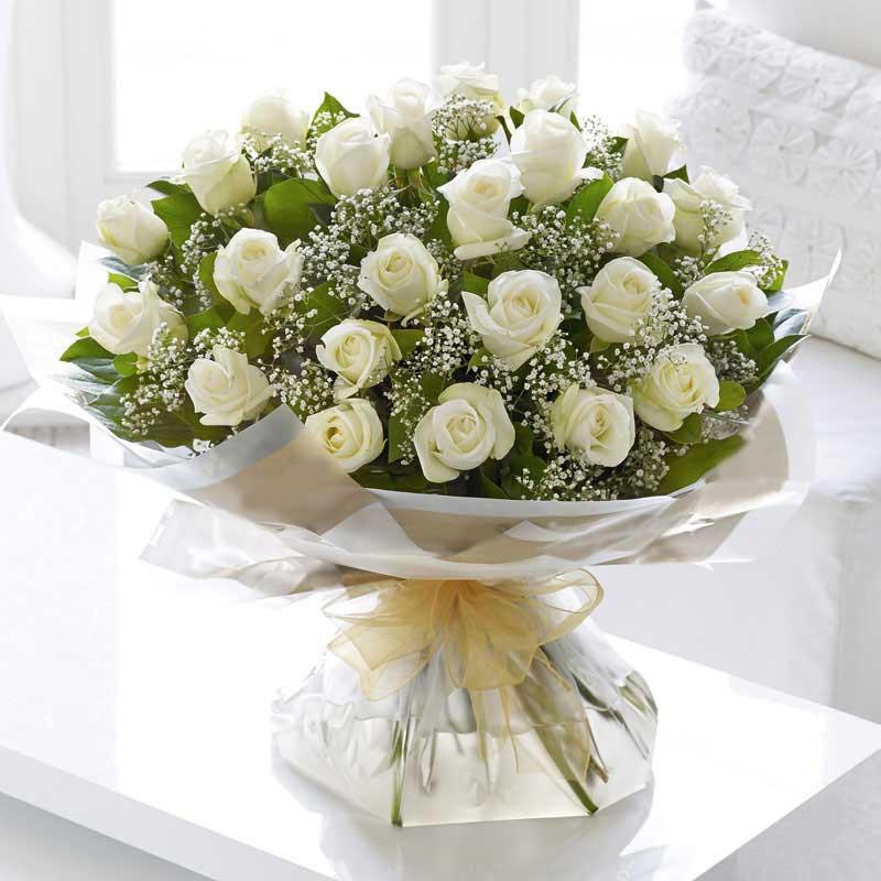 Love For Mother - White Rose Flower Bouquet