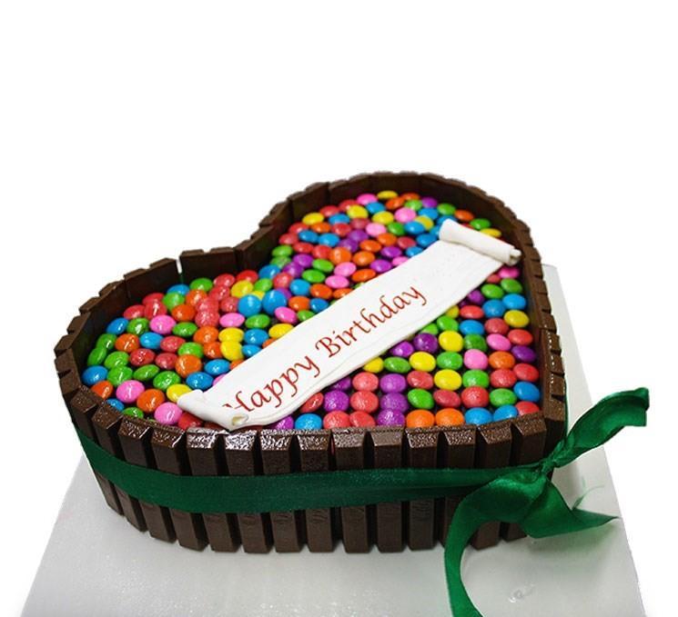 Kitkat Gems Heart Cake