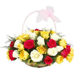 Basket Of Colorful Roses