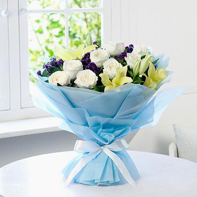 Candid Moment - Yellow And White Flower Bouquet