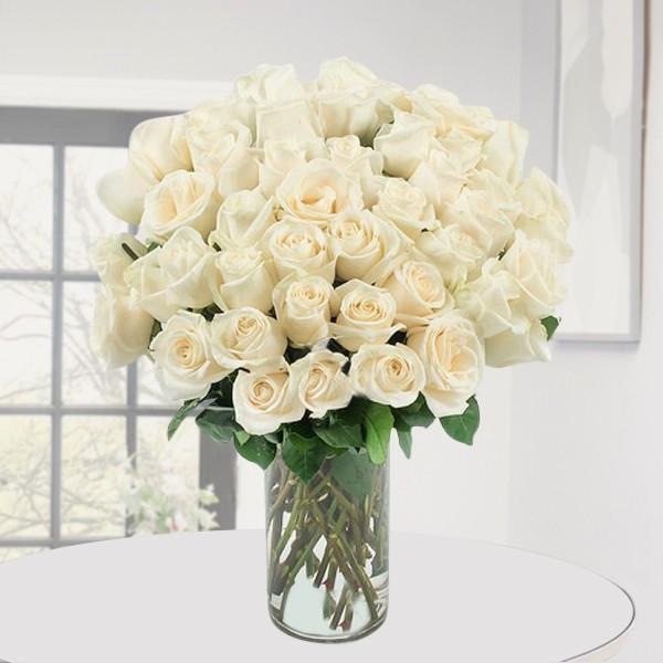 Endearing Rose Arrangement - Bunch Of White Roses