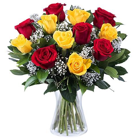 Flower And Emotion - Bouquet Of Red And Yellow Roses