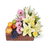 Fresh Seasonal Fruits N Flower Basket For Grandparents Day