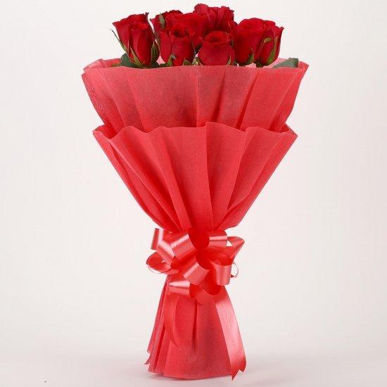 Glamorous Sentiment - 10 Red Roses Bouquet