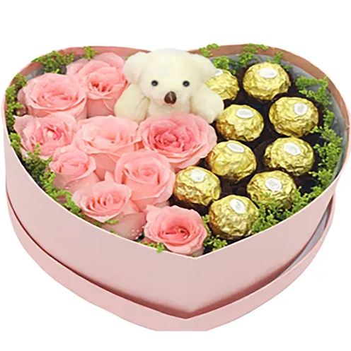 Delight Heart Rose Choco Teddy