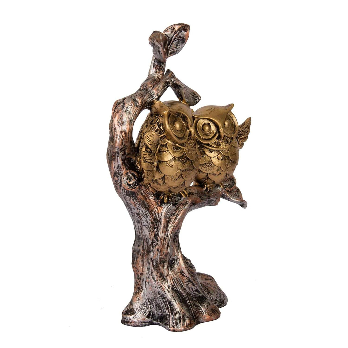 Handcrafted Owl Couple on Tree Showpiece Bird Statue for Home Décor Living Room Bedroom Table Top Antique Garden Decoration Items (26 X 17 cm)