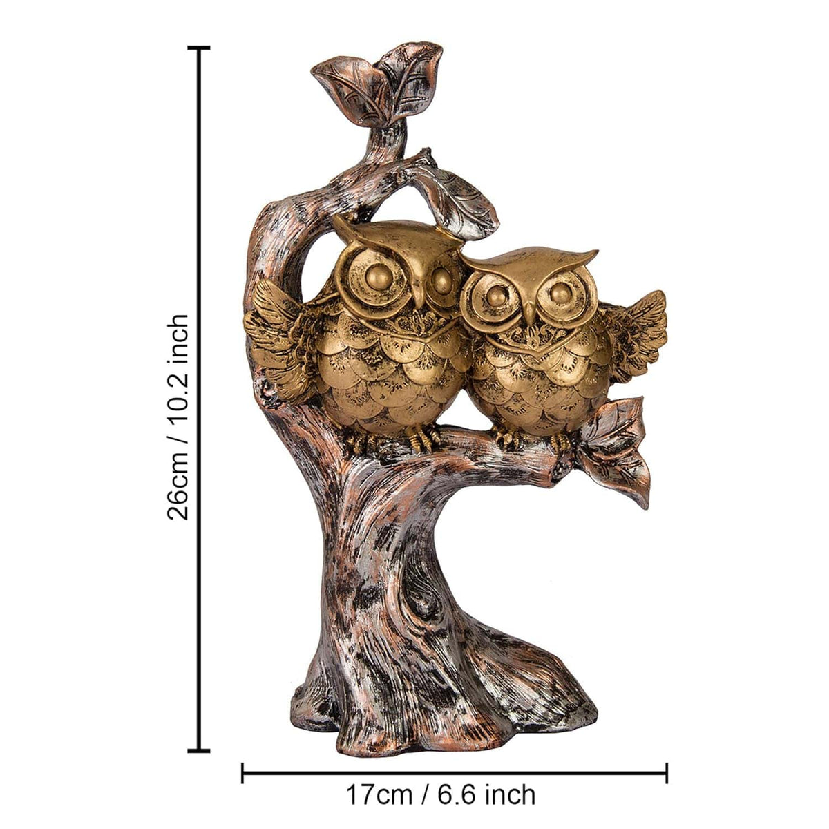 Handcrafted Owl Couple on Tree Showpiece Bird Statue for Home Décor Living Room Bedroom Table Top Antique Garden Decoration Items (26 X 17 cm)