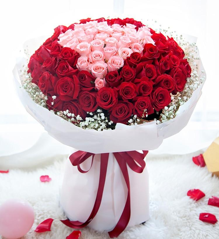 Impression By Blooms Villa - 100 Red And Pink Roses