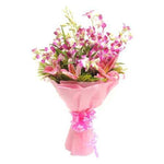 Purple Orchids And Pink Lilies