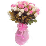Pink And White Roses Premium Bunch