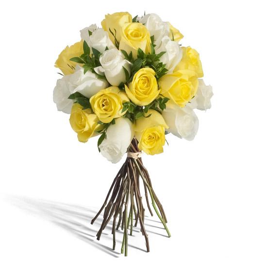 Simply Sweet - Bouquet Of White And Yellow Roses