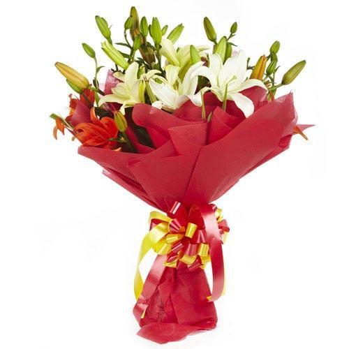 White And Orange Lilies