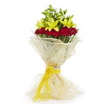Yellow Lilies And Red Carnations