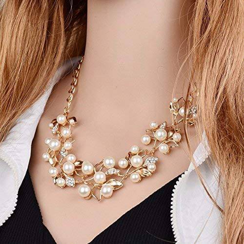 YouBella Jewellery Sets for Women Pearl Studded Choker Necklace Jewellery set with Earrings For Girls/Women