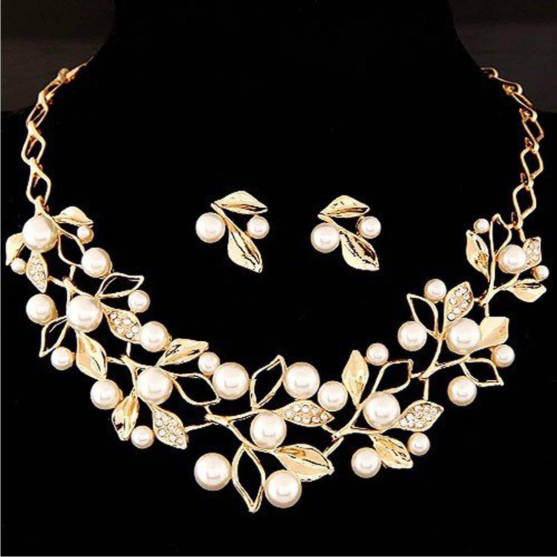 YouBella Jewellery Sets for Women Pearl Studded Choker Necklace Jewellery set with Earrings For Girls/Women